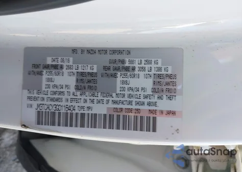 2016 Mazda Cx-9 Touring z USA, uszkodzony, nr VIN JM3TCACY3G0116404